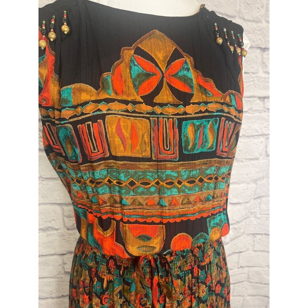 Carole LIttle Tribal Aztec Vintage Maxi Dress Ladies Size Large Sleeveless - Picture 4 of 9